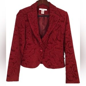 NINE & CO. Brocade Scarlet Red Blazer womens size 16 STYLE JFB4XD5L